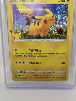 Pikachu Sequin Holo 2021 Pokemon Black Star Promos SWSH039 General Mills CGC 9 - Image 2