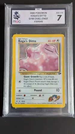 MGC 7 Koga's Ditto Holo 10/132 Gym Challenge 2000 Pokemon Card Graded - Image 1