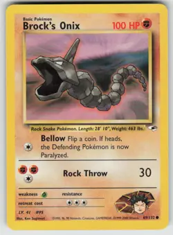 Brock's Onix 69/132 Common Gym Heroes Pokemon Unlimited Moderately Played - Image 1