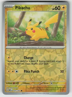 Pikachu 025/165 Common 151 Pokemon Reverse Holo Lightly Played - Image 1