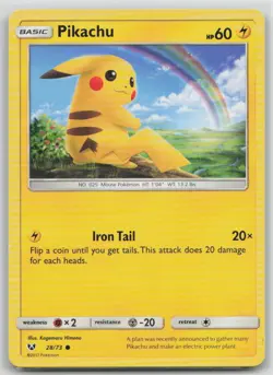 Pikachu 28/73 Common Shining Legends Pokemon Moderately Played - Image 1