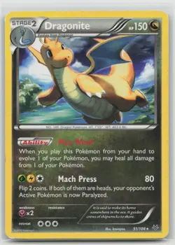 Dragonite 51/108 Rare Roaring Skies Pokemon Damaged - Image 1