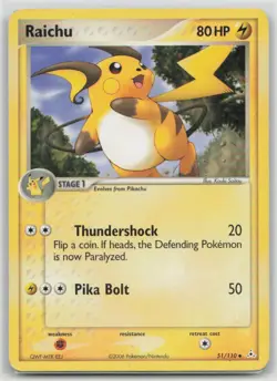 Raichu 51/110 Uncommon Holon Phantoms Pokemon Damaged - Image 1