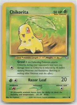 Chikorita 54/111 Common Neo Genesis Pokemon Unlimited Damaged - Image 1