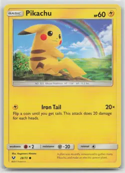 Pikachu 28/73 Common Shining Legends Pokemon Lightly Played - Image 1
