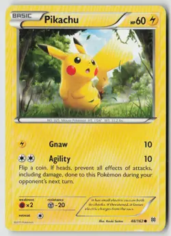 Pikachu 48/162 Common BREAKthrough Pokemon Damaged - Image 1