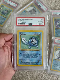 LOGAN PAUL 1999 POKEMON BASE SET SHADOWLESS 1ST EDITION #59 POLIWAG PSA 10 - Image 1