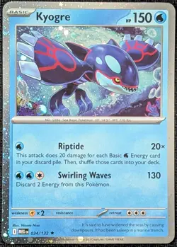 Kyogre 034/132 Cosmos Holo Rare ME01 Mega Evolution Pokemon NM - Image 1
