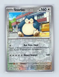 Snorlax 136/167 Uncommon Twilight Masquerade Pokemon Reverse Holo Lightly Played - Image 1