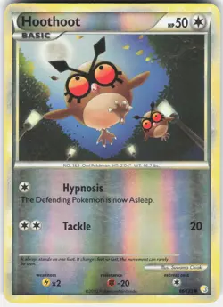 Hoothoot 66/123 Common HeartGold & SoulSilver Pokemon Reverse Holo LP - Image 1
