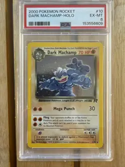 2000 Pokemon Rocket Dark Machamp Holo 10/82 Card PSA 6 - Image 1