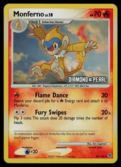 Monferno 056/130 Promo Burger King Promos Pokemon Reverse Holo Lightly Played - Image 1