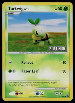Turtwig 077/100 Promo Burger King Promos Pokemon Reverse Holo Lightly Played - Image 1