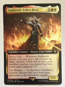 MTG SEPHIROTH, FALLEN HERO (EXTENDED ART) COMMANDER: FINAL FANTASY 182 FOIL NM - Image 1