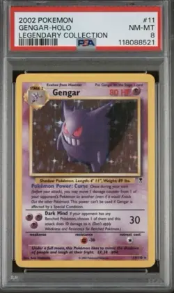 2002 Pokemon Legendary Collection Gengar Holo Rare 11/110 PSA 8 ENG - Image 1