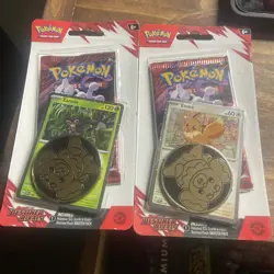 Pokemon TCG Destined Rivals Checklane Blister Pack Eevee & Zarude Lot Of 2 - Image 1