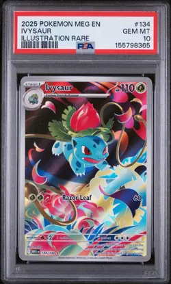 Pokemon TCG: Mega Evolution Ivysaur #134/132 Illustration Rare, PSA 10 GEM MINT. - Image 1
