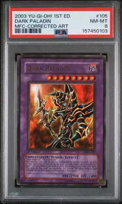 2003 YU-GI-OH! MFC-MAGICIAN'S FORCE 1ST EDITION-CORRECTED ART DARK PALADIN PSA 8 - Image 1