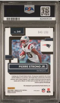 2022 Panini Donruss Optic Pierre Strong Jr. #241 Rated Rookie Auto /150 PSA 10 - Image 2