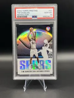 2003 TOPPS PRISTINE REFRACTOR #21 TIM DUNCAN 089/149 PSA 10 SAN ANTONIO SPURS - Image 1