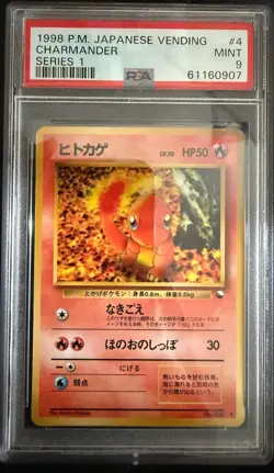 Charmander Japanese Pokemon Vending Series 1: Blue PSA 9 MINT 1998 - Image 1