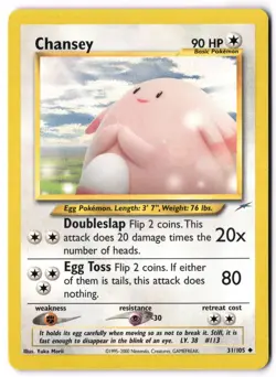 Pokemon Card - Chansey 31/105 Unlimited Uncommon - Neo Destiny - LP - Image 1