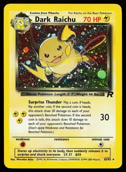 Dark Raichu 83/82 Unlimited Holo Secret Rare Team Rocket Pokemon Card - Image 1