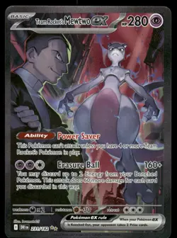 Pokemon Cards Team Rocket's Mewtwo ex 231/182 Destined Rivals NM - Image 1