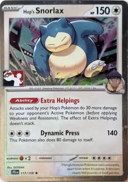 Hop's Snorlax 117/159 R Prize Pack Series Cards Pokemon Holo NM - Image 1