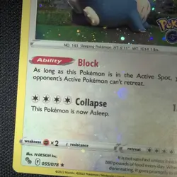 DOUBLE SWIRL BLEED 🌀💫 Snorlax 055/078 Cosmos Holo Promo 2022 GO Pokemon Card - Image 5