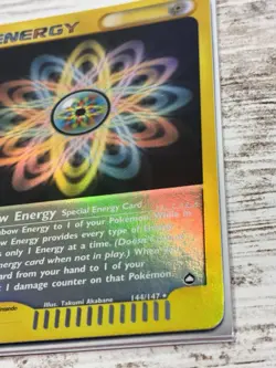 Rainbow Energy 144/147 Aquapolis Reverse Holo Rare e-Reader Card LP Mark On Back - Image 3