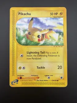 Pikachu 124/165 Common Expedition Base Set 2002 WOTC Pokemon Card - MP - Image 1