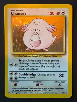 Chansey 3/102 Base Set Holo Rare WOTC Pokemon 1999 Unlimited LP/MP Vintage - Image 1