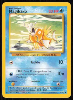 Magikarp 35/102 Uncommon Base Set Unlimited Pokemon Lightly Played - Image 1