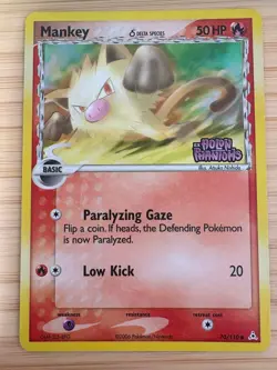 Pokemon Mankey LP- 70/110 Reverse Holo Common Delta Species Holon Phantoms - Image 1
