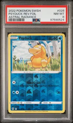 2022 POKEMON SWORD & SHIELD ASTRAL RADIANCE #28 PSYDUCK REVERSE HOLO PSA 8 POP 5 - Image 1