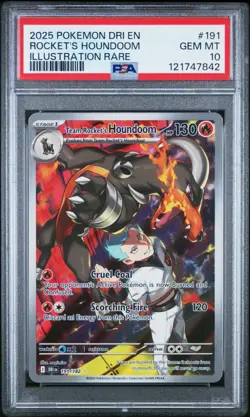 2025 TEAM ROCKET'S HOUNDOOM 191/182 ILLUSTRATION RARE POKEMON PSA 10 - Image 1