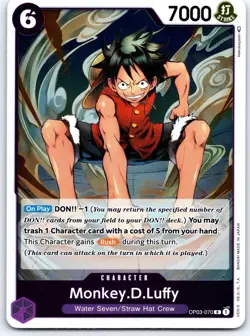 Monkey.D.Luffy OP03-070 Rare Pillars of Strength One Piece Foil NM - Image 1