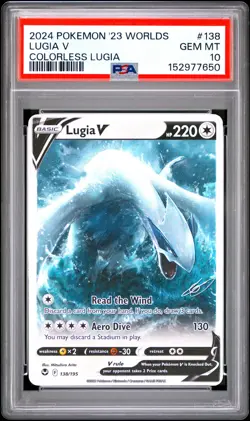 2024 POKEMON 2023 WORLD CHAMPIONSHIP DECK: COLORLESS LUGIA #138 LUGIA V PSA 10 - Image 1