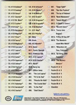 Checklist Foil #164 Topps Blue Logo Series 3 Pokemon NM - Image 3