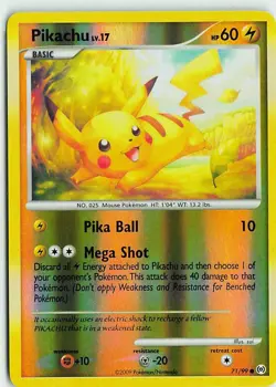 Pikachu 71/99 Common Arceus Pokemon Reverse Holo Lightly Played - Image 1