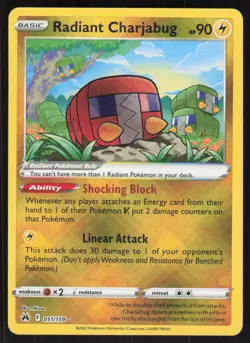 Pokemon TCG Crown Zenith #051/159 Radiant Charjabug NM - Image 1