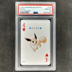 2000 Pokemon Silver Poker Playing Cards 4 Of Hearts Eevee Psa 10 #133 - Image 1