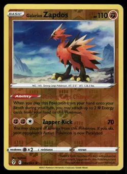 Pokemon Cards Galarian Zapdos 082/203 Holo Evolving Skies Holo Rare NM - Image 1