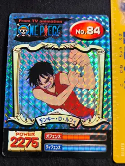 Prism Holo One Piece Carddass Bandai No.84 Luffy Vintage Anime Card Japanese - Image 3