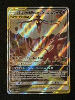 Espeon & Deoxys GX SM240 Tag Team Promo Sun & Moon Pokemon Card NM-LP - Image 1