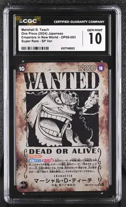 2025 ONE PIECE JPN WANTED ALT ART #OP09-093 MARSHALL D. TEACH CGC Gem Mint 10 - Image 1