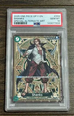 2025 One Piece OP11 EN Special Alternate Art #004 Shanks PSA 10 GEM MINT - Image 1