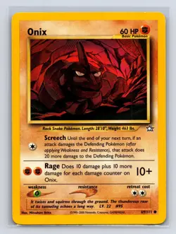 Onix 69/111 Common Neo Genesis Pokemon Unlimited Lightly Played - Image 1