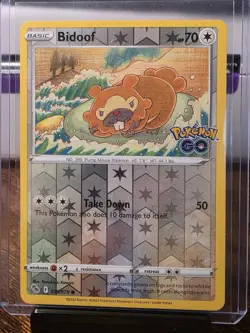 1x Single Lp Bidoof 059/078 Pokemon GO Common Reverse Holo Pokemon TCG Card - Image 1